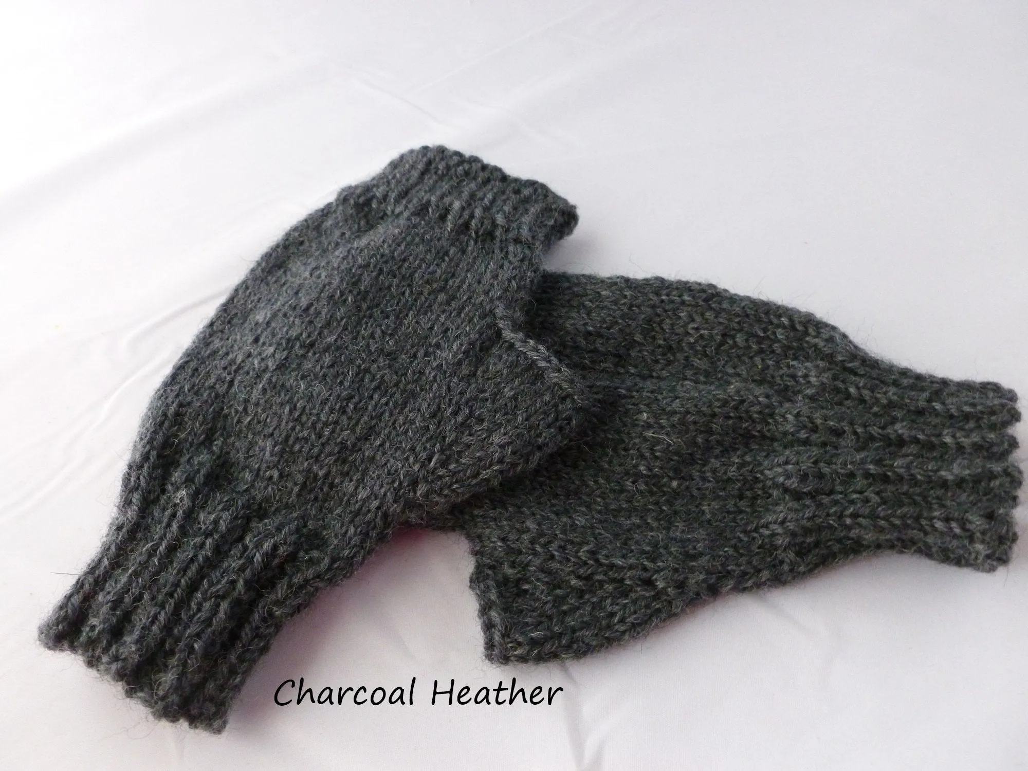 Solid Fingerless Mittens, Hand Knit, Superwash Wool, Multiple Colors