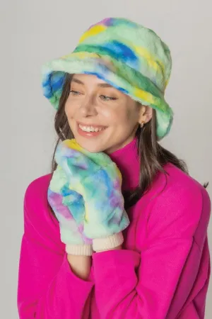 Tie Dye Faux Fur Bucket Hat