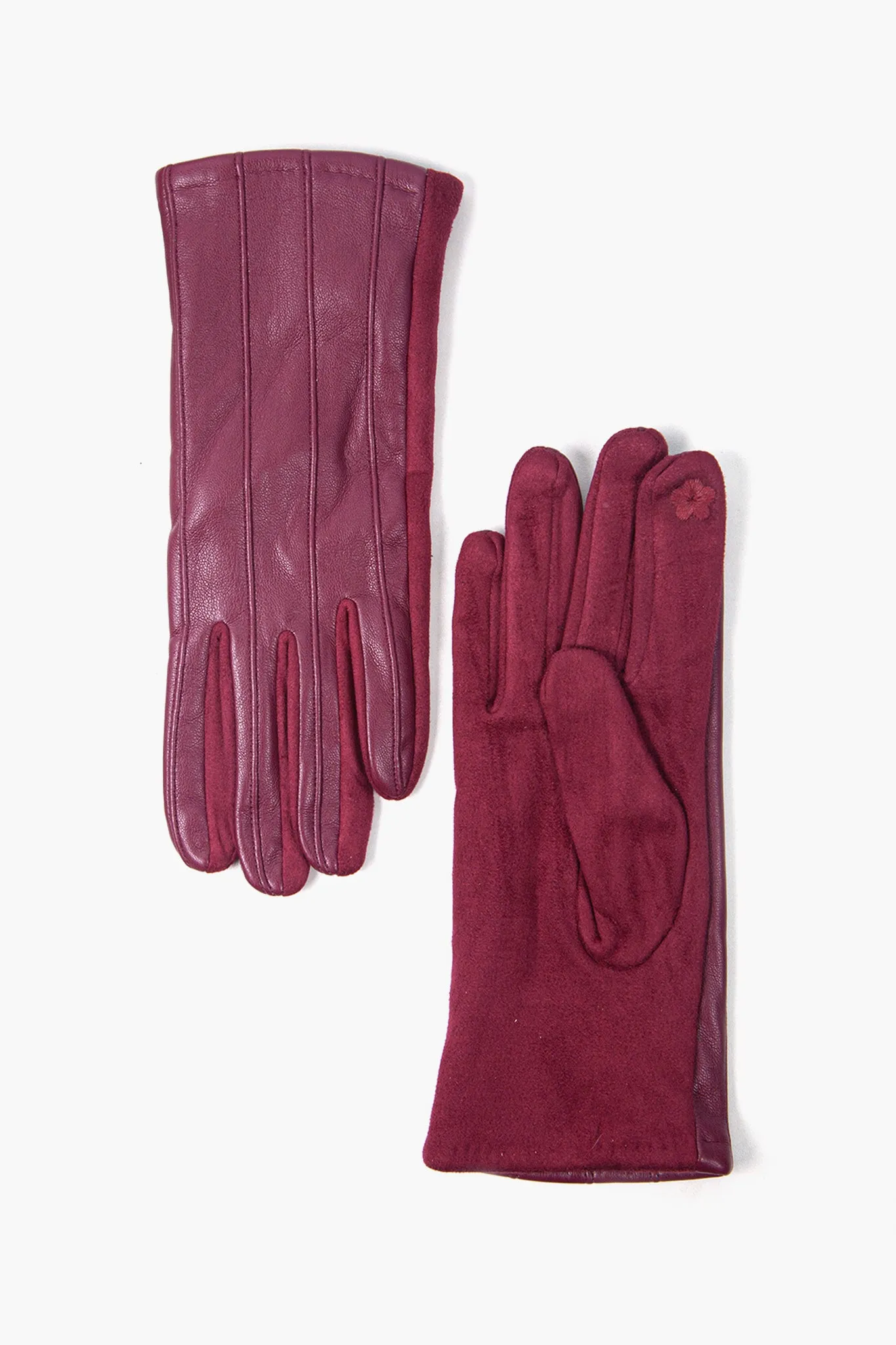 Vegan Leather Touch Screen Lined Gloves Berry