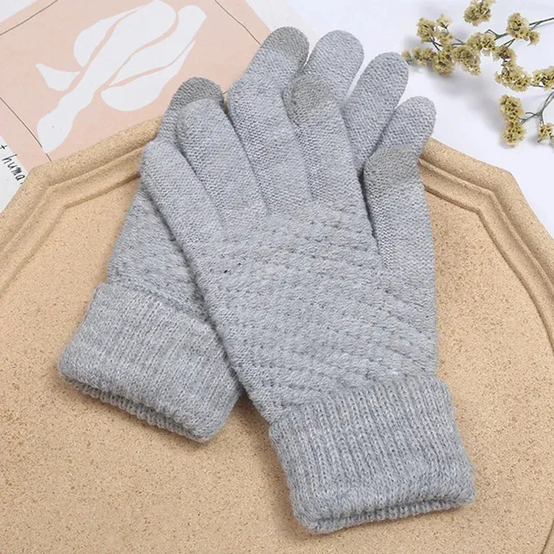 Women's Cashmere Winter Gloves - Warm Thick Touchscreen Knit