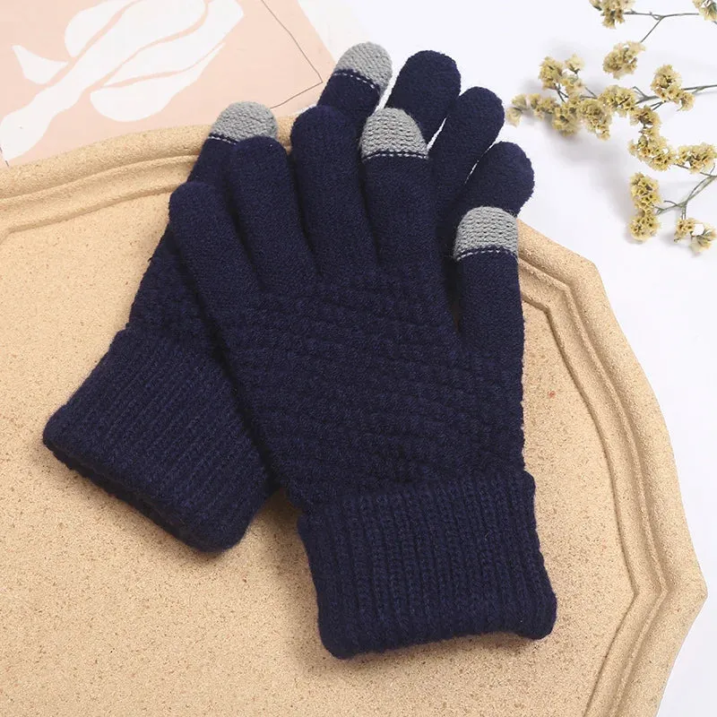 Women's Cashmere Winter Gloves - Warm Thick Touchscreen Knit