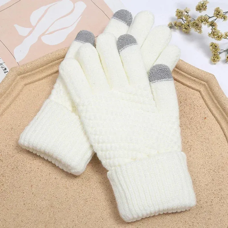 Women's Cashmere Winter Gloves - Warm Thick Touchscreen Knit