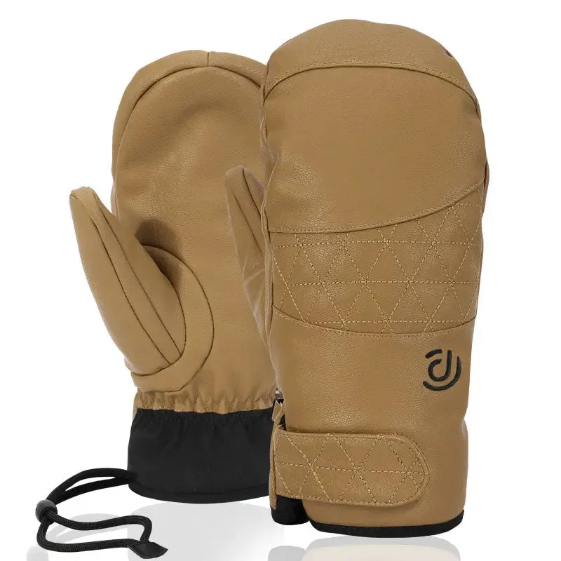 Women's Extreme Weather Thermal Leather Snow Mittens