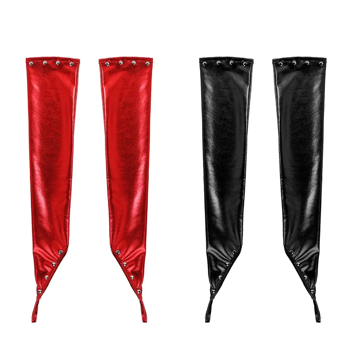 Women's PU Leather Long Gloves with Rivets / Goth Punk Fingerless Gloves