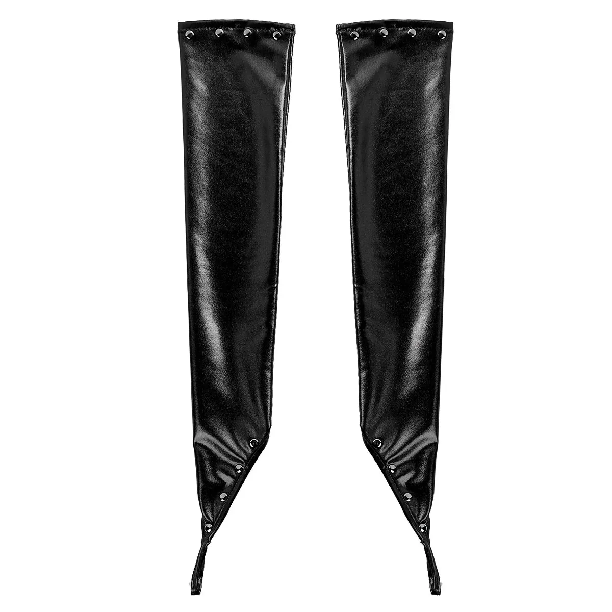Women's PU Leather Long Gloves with Rivets / Goth Punk Fingerless Gloves