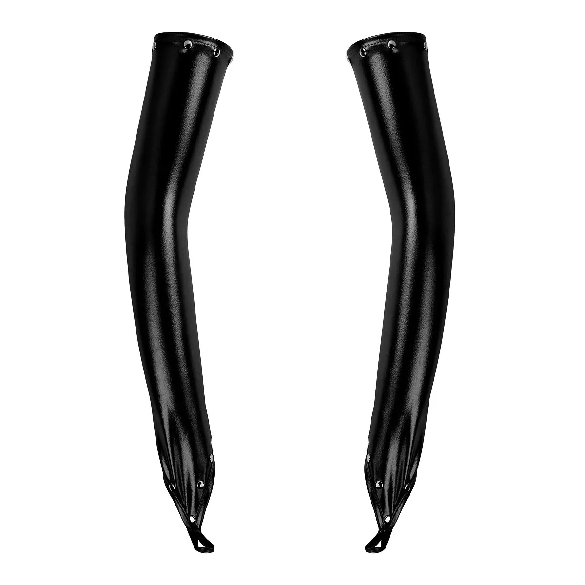 Women's PU Leather Long Gloves with Rivets / Goth Punk Fingerless Gloves