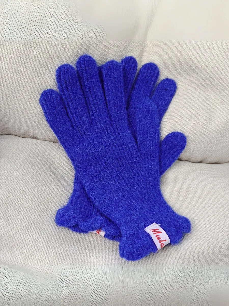 Wool Blend Curve Seam Knit Mittens