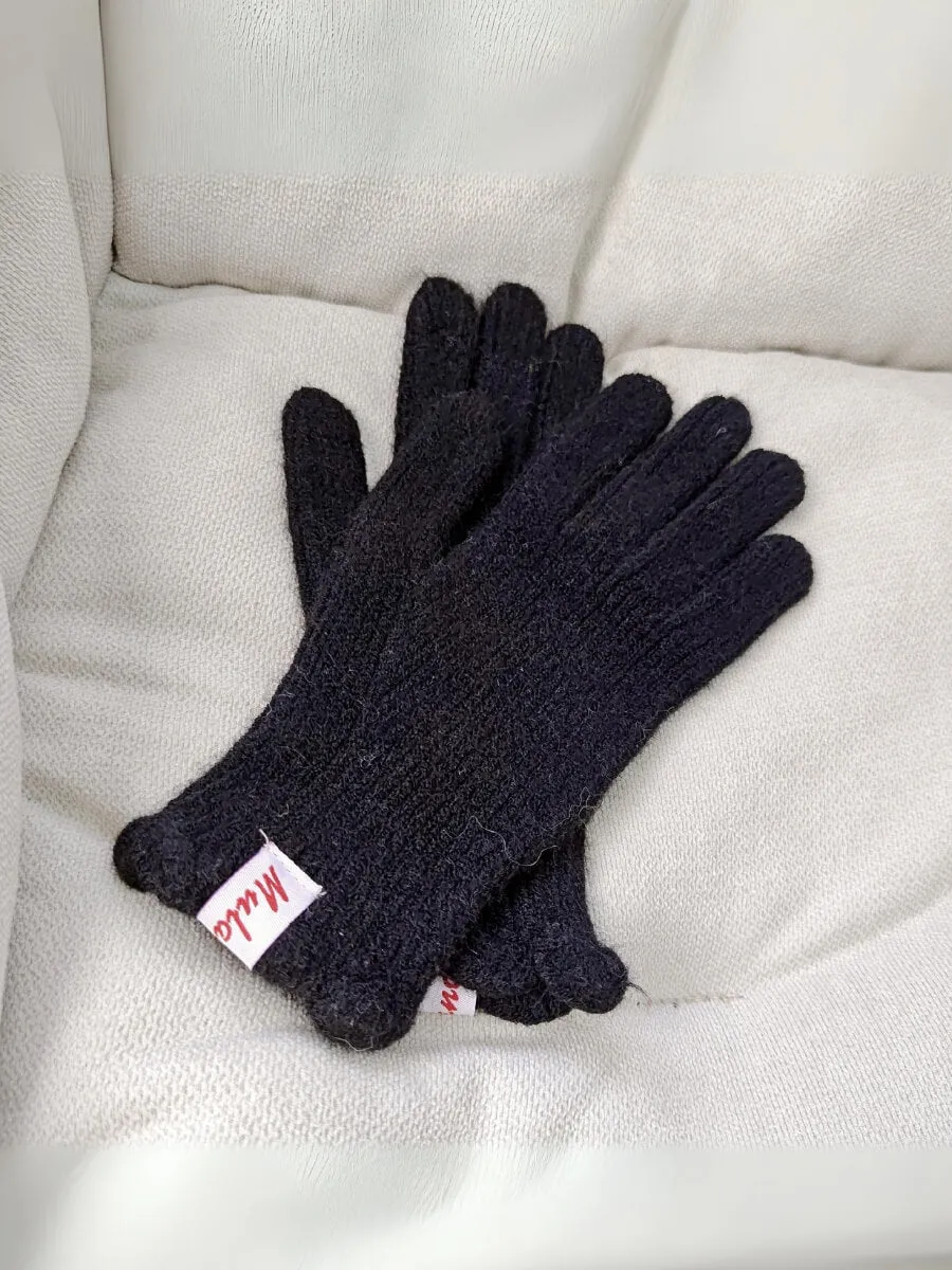 Wool Blend Curve Seam Knit Mittens